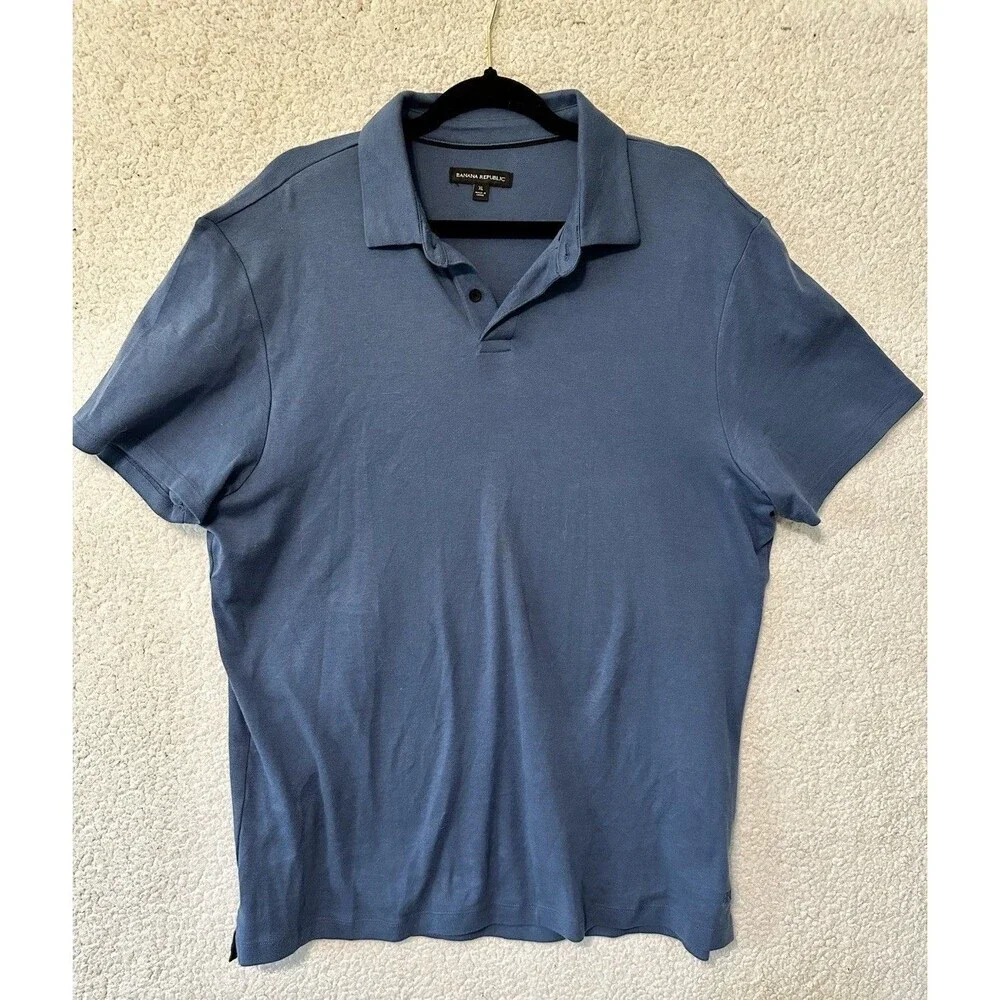 Lot of 2 Banana Republic Men's Short Sleeve‎ Solid Dress Polo Shirt Size XL